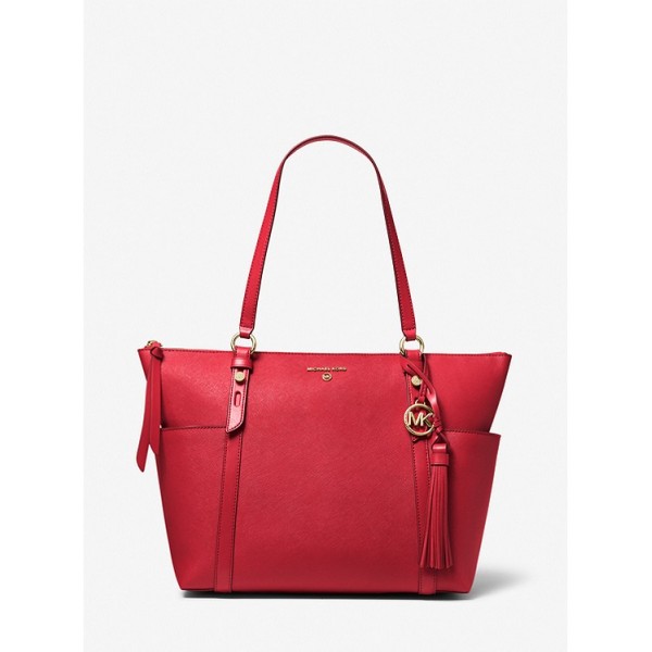 Sullivan Large Saffiano Leather Top-Zip Tote Bag