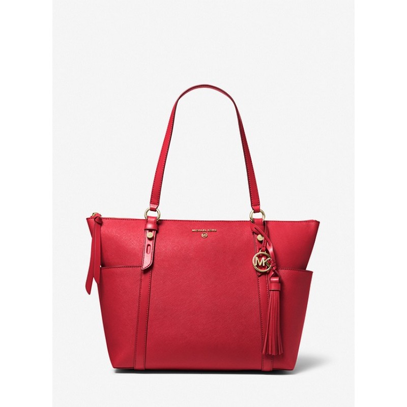 Sullivan Large Saffiano Leather Top-Zip Tote Bag