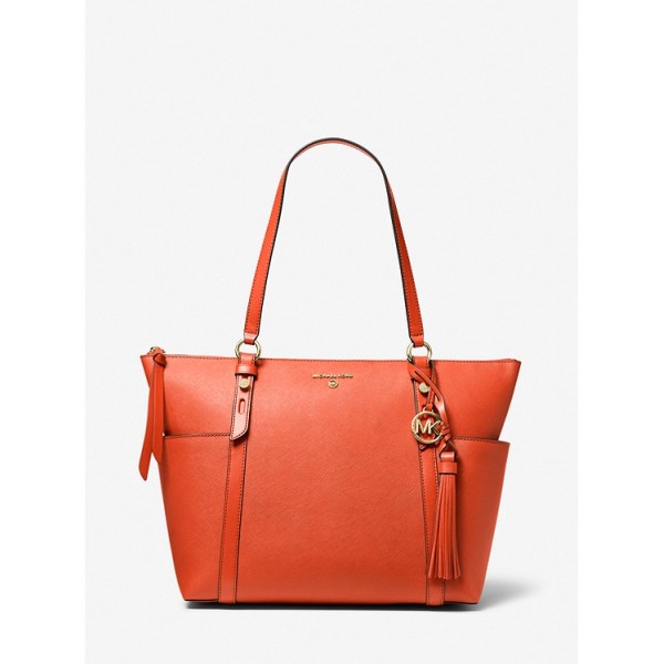 Sullivan Large Saffiano Leather Top-Zip Tote Bag