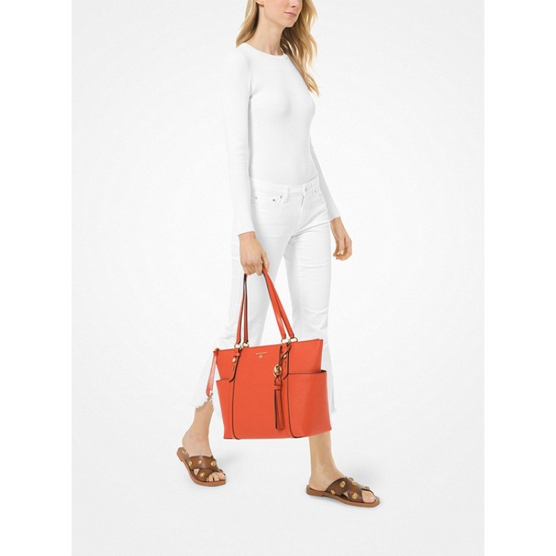 Sullivan Large Saffiano Leather Top-Zip Tote Bag