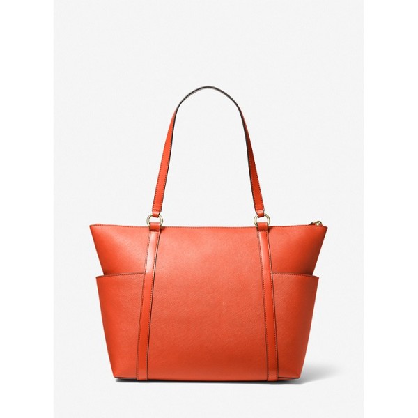 Sullivan Large Saffiano Leather Top-Zip Tote Bag