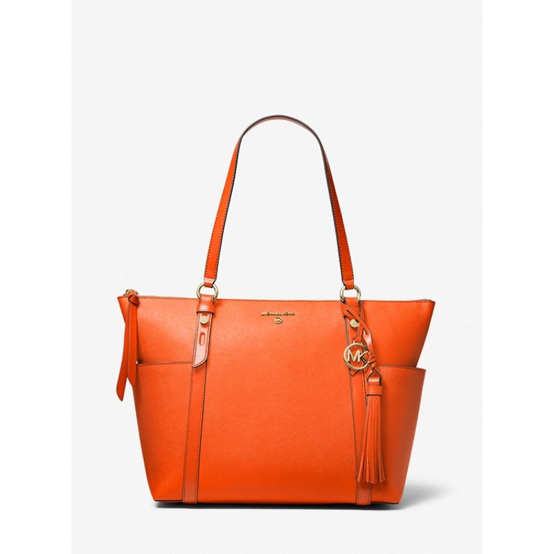 Sullivan Large Saffiano Leather Top-Zip Tote Bag