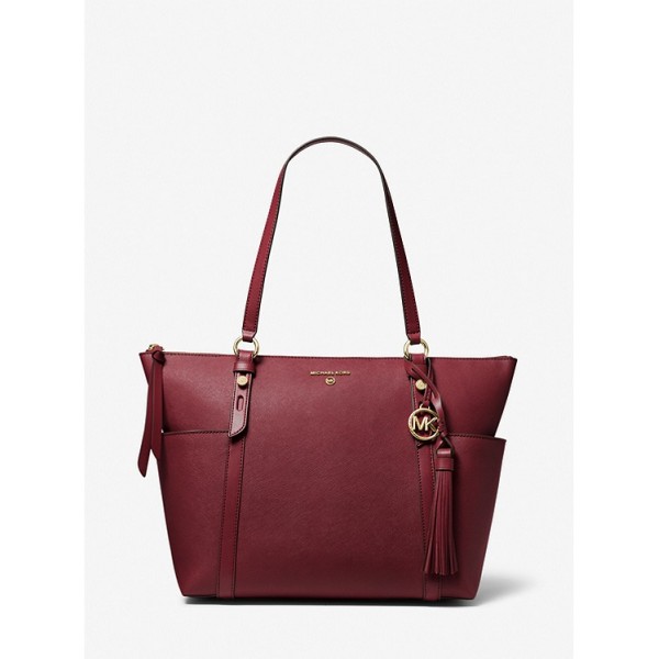 Sullivan Large Saffiano Leather Top-Zip Tote Bag