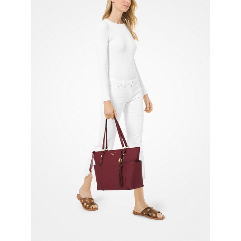 Sullivan Large Saffiano Leather Top-Zip Tote Bag