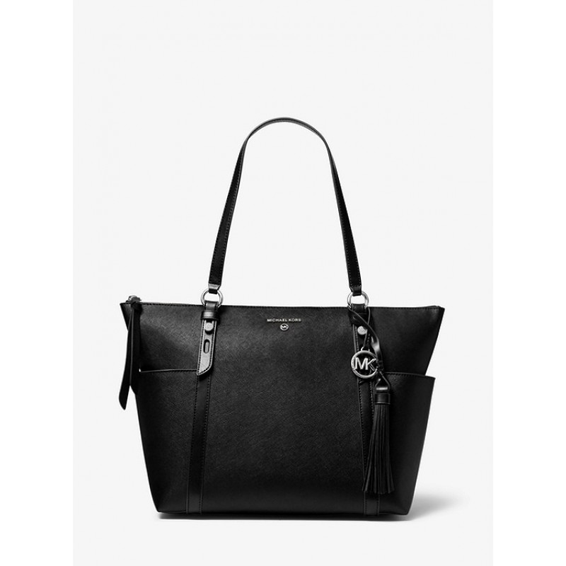 Sullivan Large Saffiano Leather Top-Zip Tote Bag