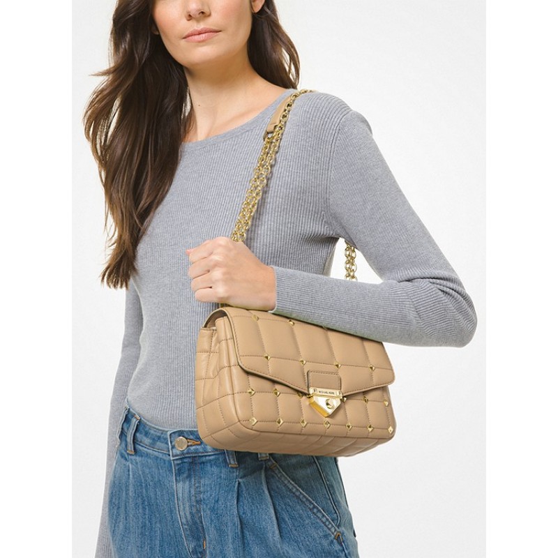 SoHo Large Studded Quilted Leather Shoulder Bag