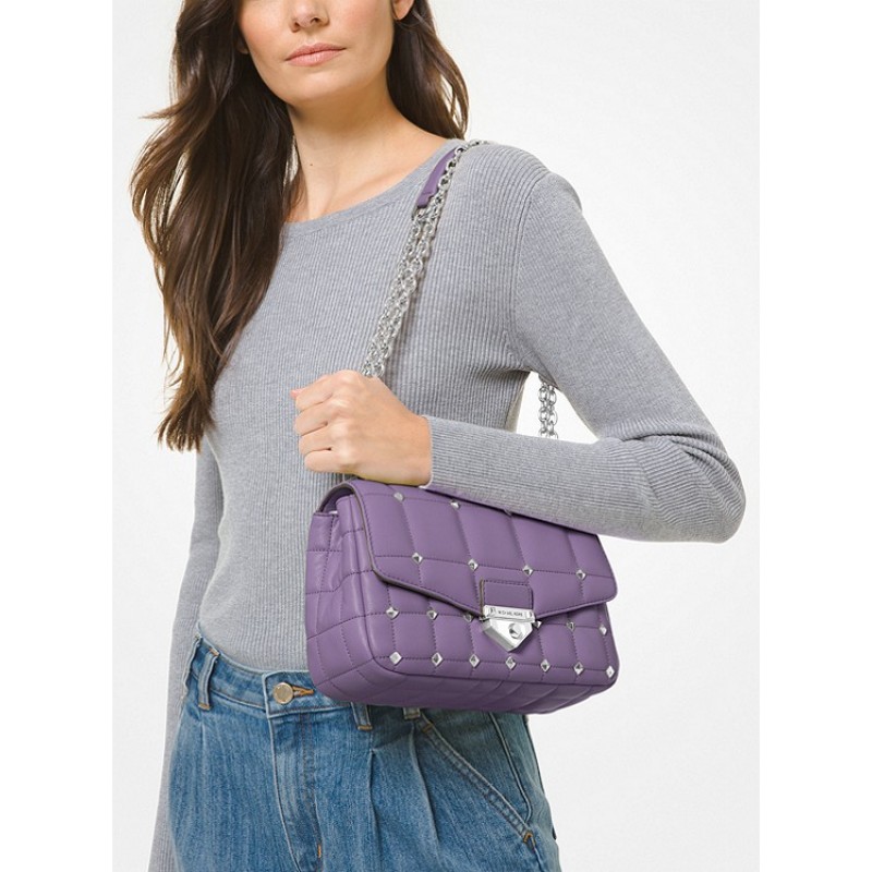 SoHo Large Studded Quilted Leather Shoulder Bag