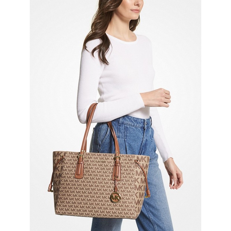 Voyager Medium Logo Jacquard Tote Bag