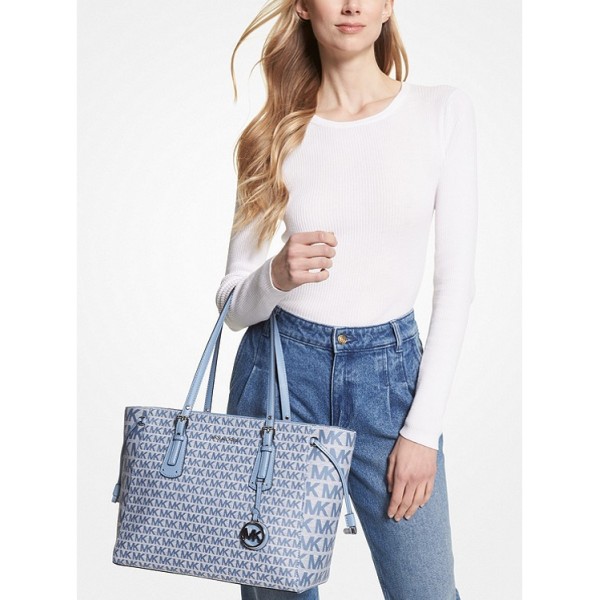 Voyager Medium Logo Jacquard Tote Bag