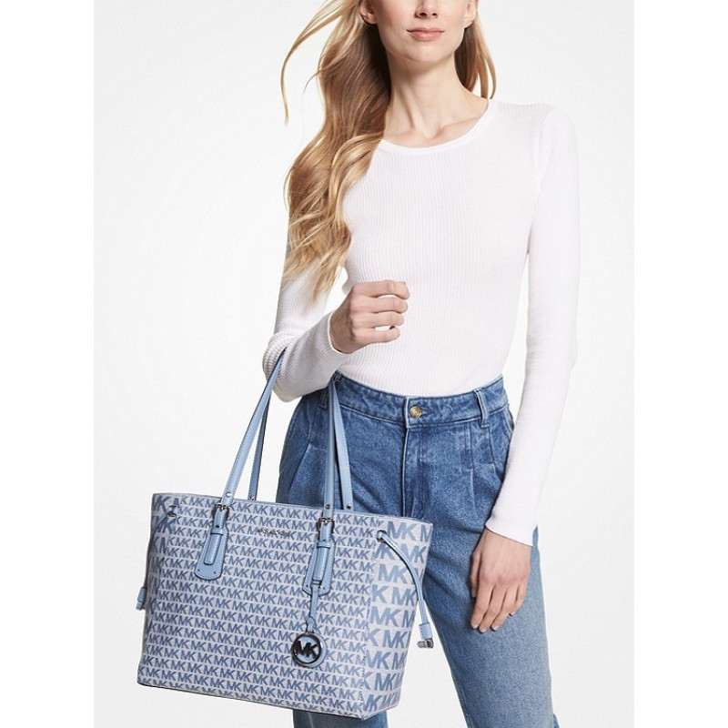 Voyager Medium Logo Jacquard Tote Bag