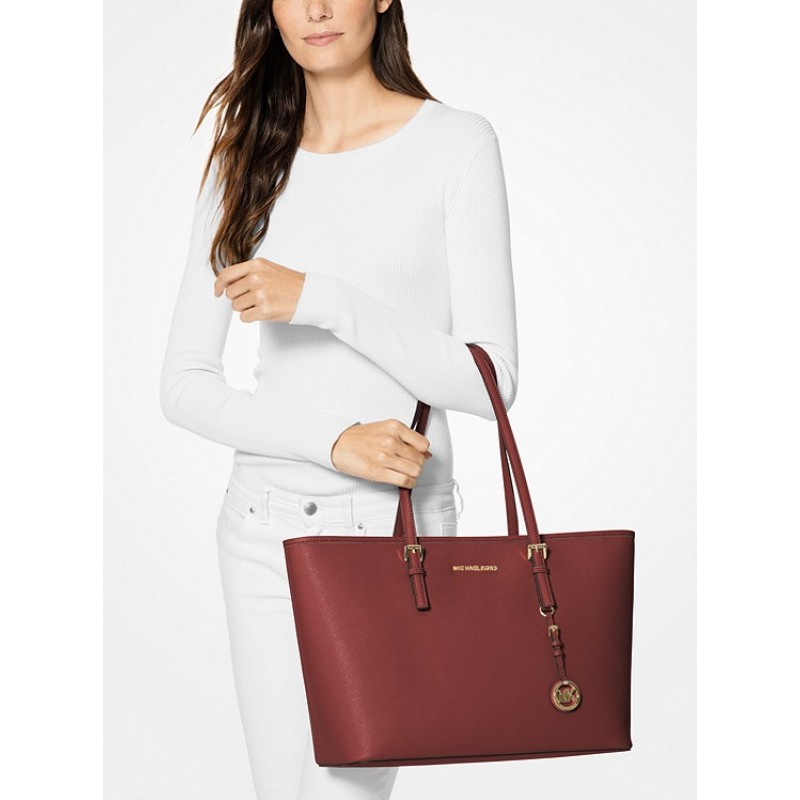 Jet Set Medium Saffiano Leather Top-Zip Tote Bag