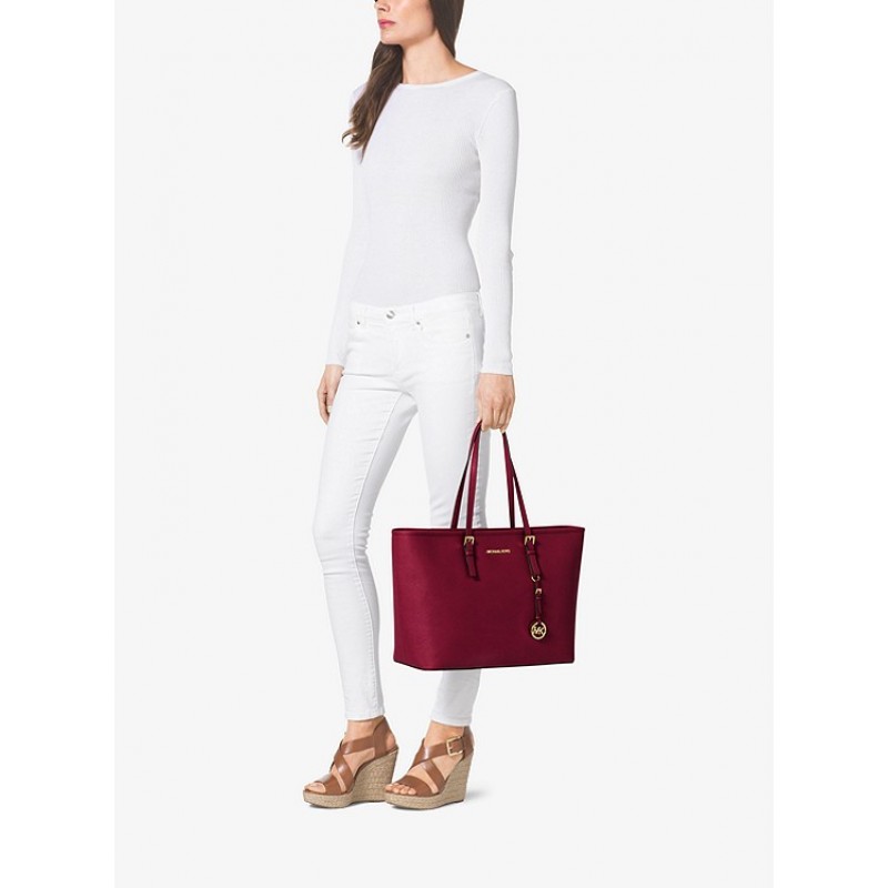 Jet Set Medium Saffiano Leather Top-Zip Tote Bag