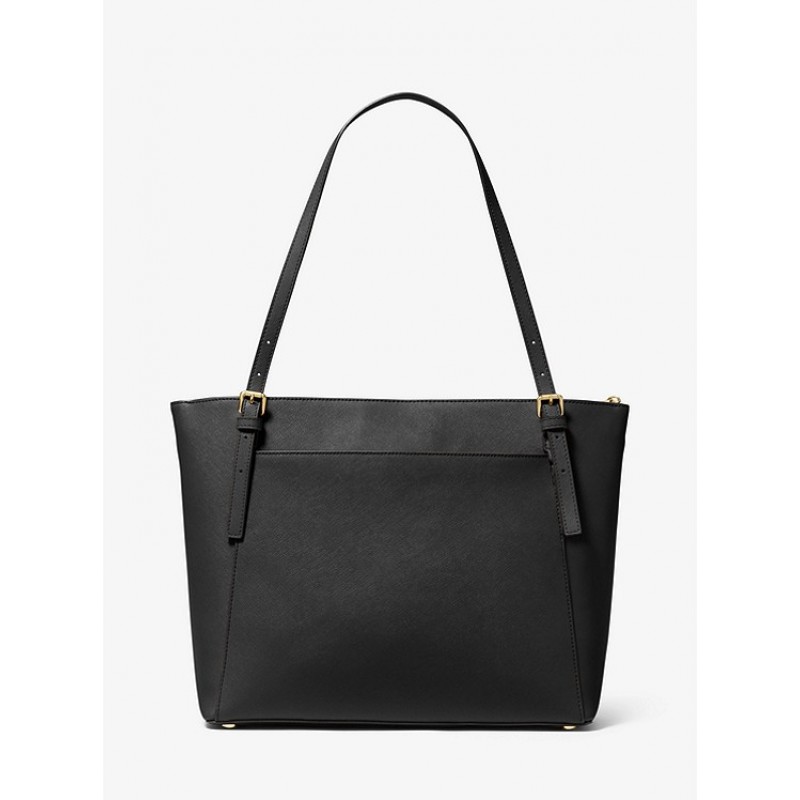 Voyager Large Saffiano Leather Top-Zip Tote Bag