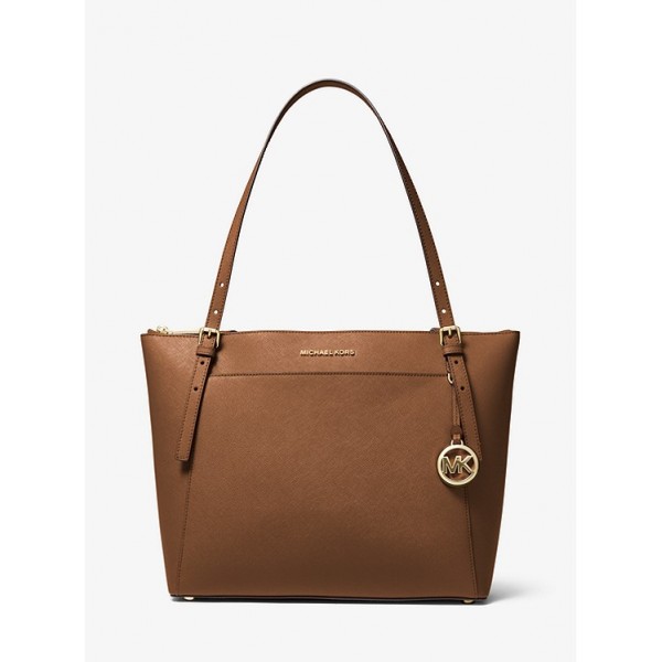 Voyager Large Saffiano Leather Top-Zip Tote Bag