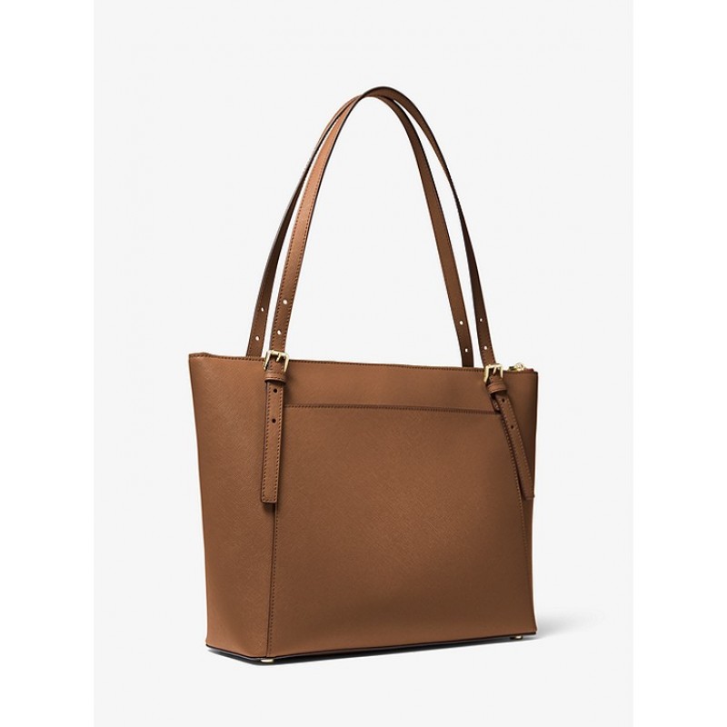 Voyager Large Saffiano Leather Top-Zip Tote Bag