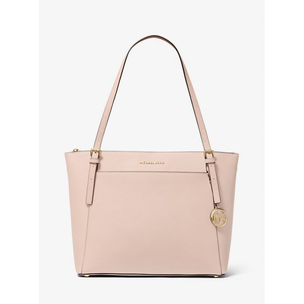 Voyager Large Saffiano Leather Top-Zip Tote Bag