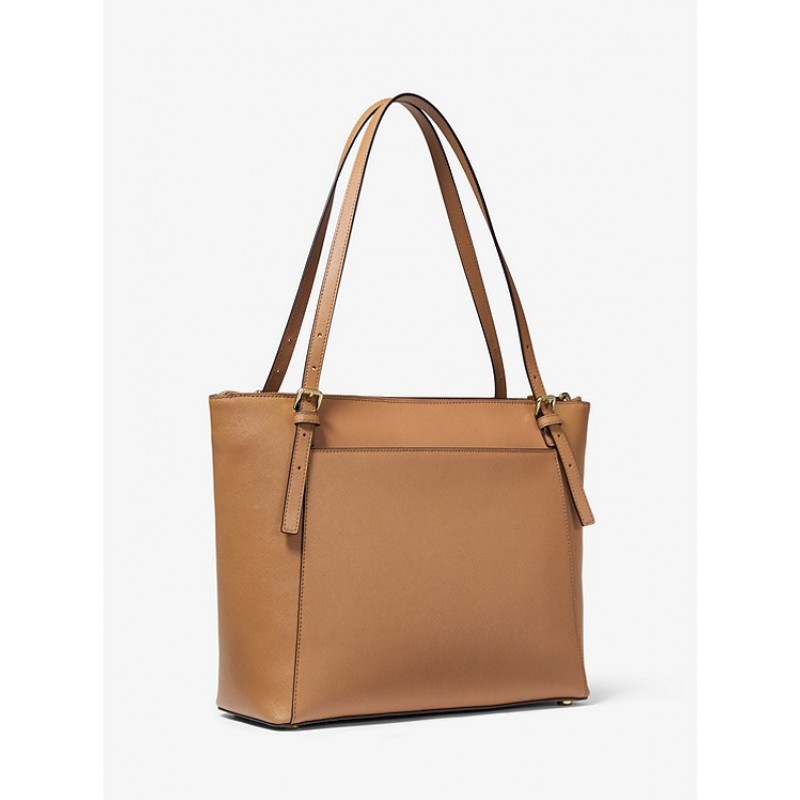 Voyager Large Saffiano Leather Top-Zip Tote Bag