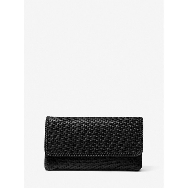 Carole Hand-Woven Leather Foldover Clutch