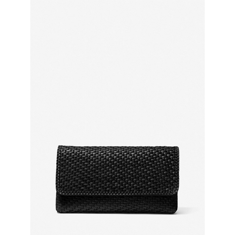 Carole Hand-Woven Leather Foldover Clutch