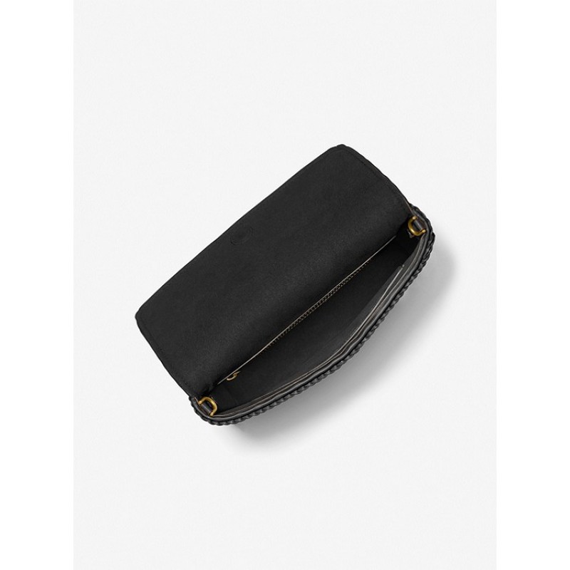 Carole Hand-Woven Leather Foldover Clutch