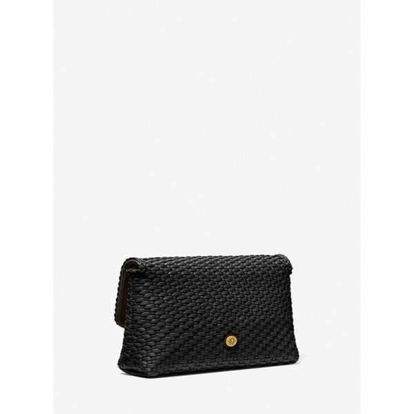 Carole Hand-Woven Leather Foldover Clutch