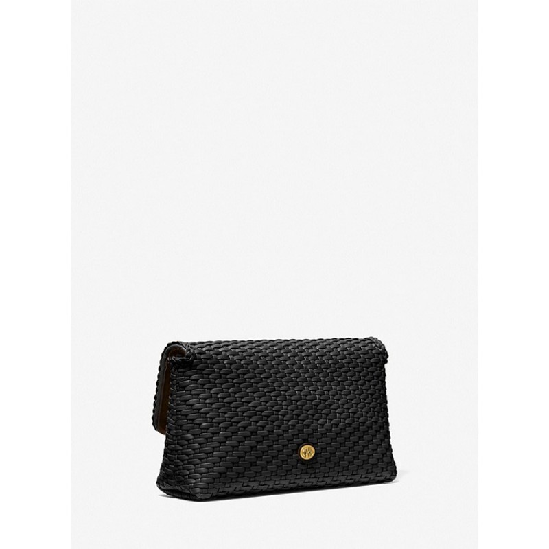 Carole Hand-Woven Leather Foldover Clutch