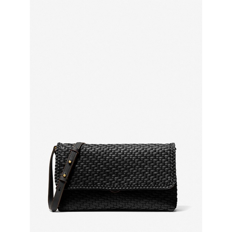 Carole Hand-Woven Leather Foldover Clutch