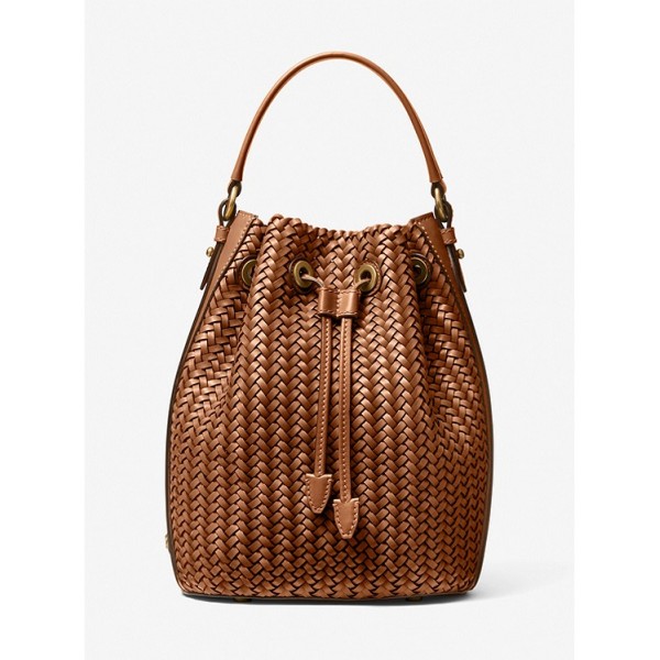 Carole Hand-Woven Leather Bucket Bag