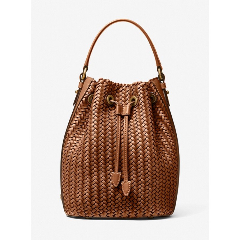 Carole Hand-Woven Leather Bucket Bag