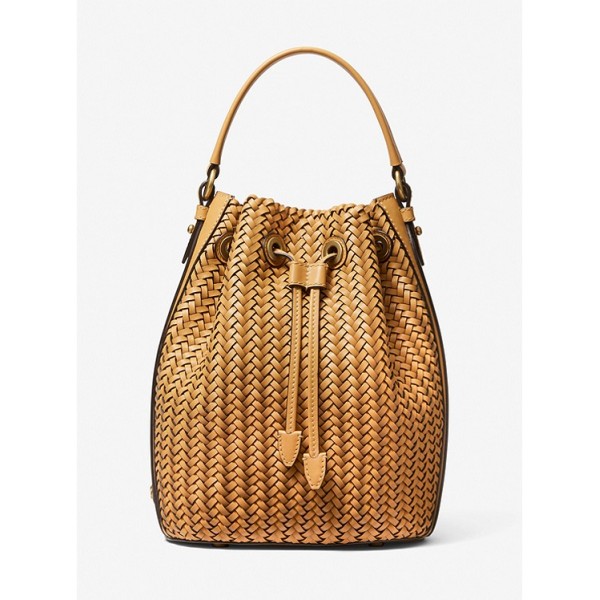 Carole Hand-Woven Leather Bucket Bag