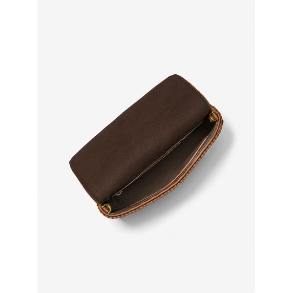 Carole Hand-Woven Leather Foldover Clutch