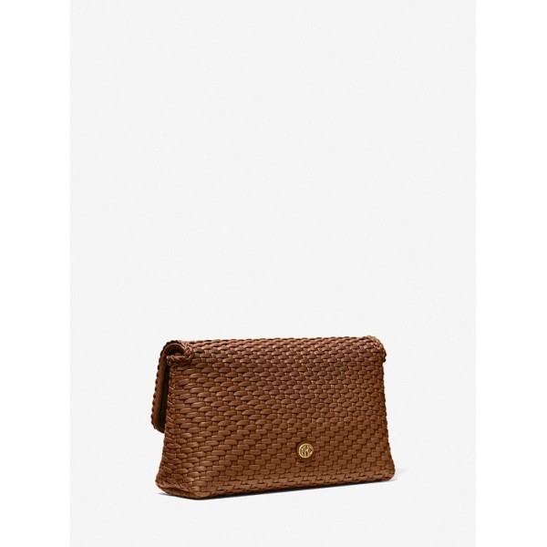 Carole Hand-Woven Leather Foldover Clutch