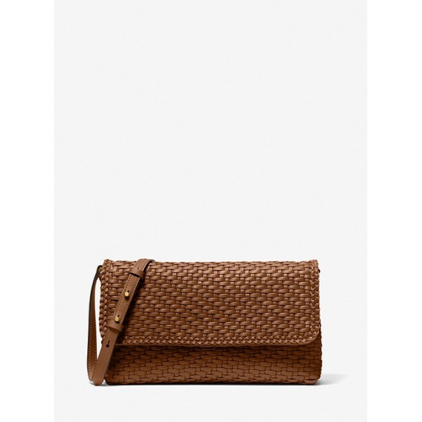 Carole Hand-Woven Leather Foldover Clutch