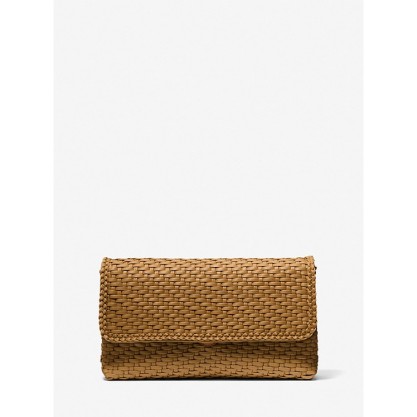 Carole Hand-Woven Leather Foldover Clutch