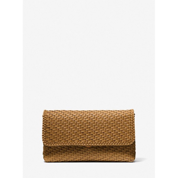 Carole Hand-Woven Leather Foldover Clutch