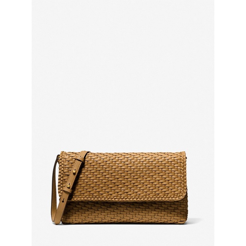 Carole Hand-Woven Leather Foldover Clutch