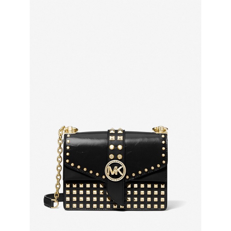 Greenwich Extra-Small Studded Patent Leather Crossbody Bag