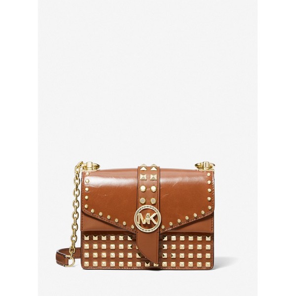 Greenwich Extra-Small Studded Patent Leather Crossbody Bag