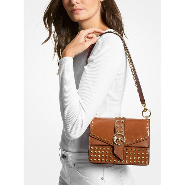 Greenwich Extra-Small Studded Patent Leather Crossbody Bag