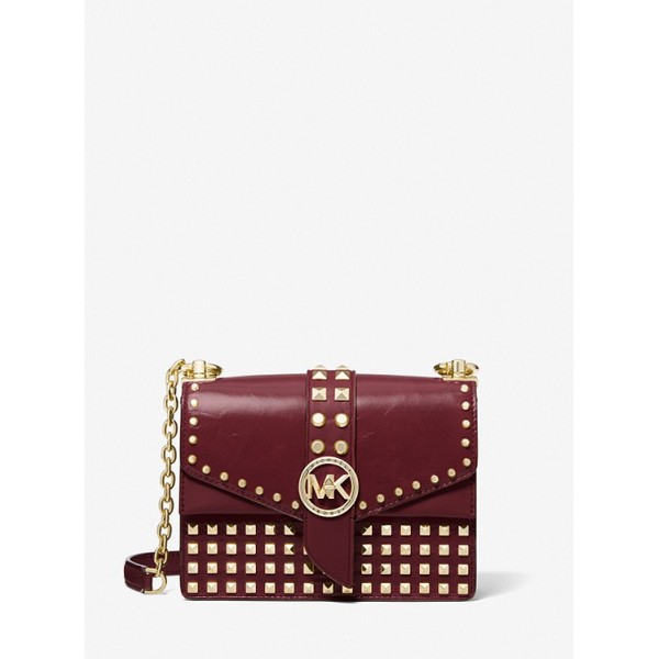 Greenwich Extra-Small Studded Patent Leather Crossbody Bag