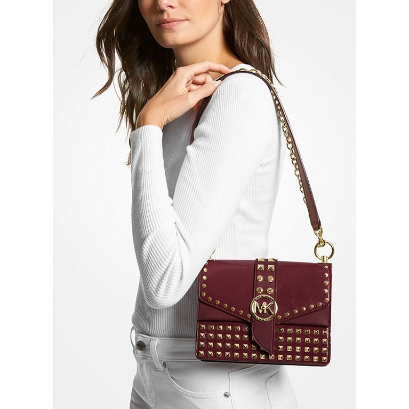 Greenwich Extra-Small Studded Patent Leather Crossbody Bag