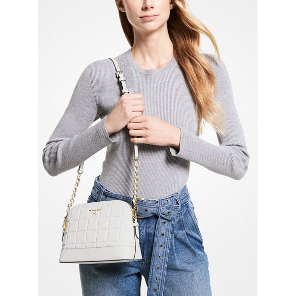 Large Quilted Leather Dome Crossbody Bag