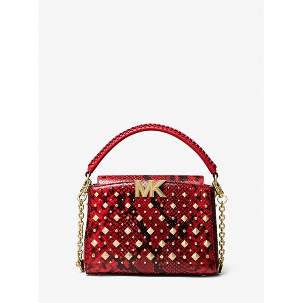 Karlie Small Studded Snake Embossed Leather Crossbody Bag