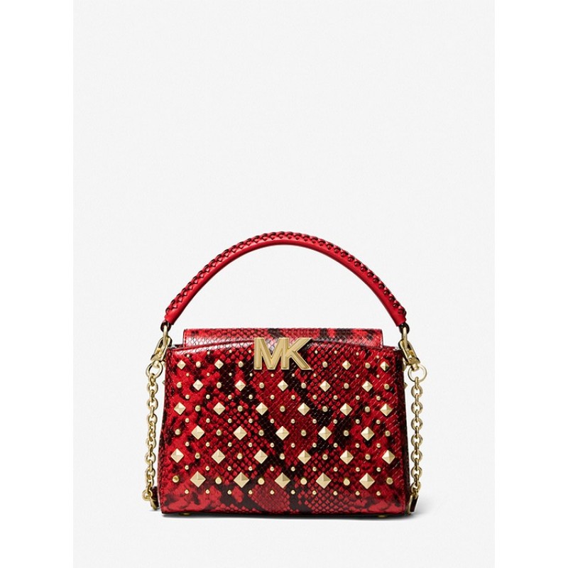 Karlie Small Studded Snake Embossed Leather Crossbody Bag