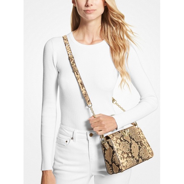 Karlie Small Studded Snake Embossed Leather Crossbody Bag