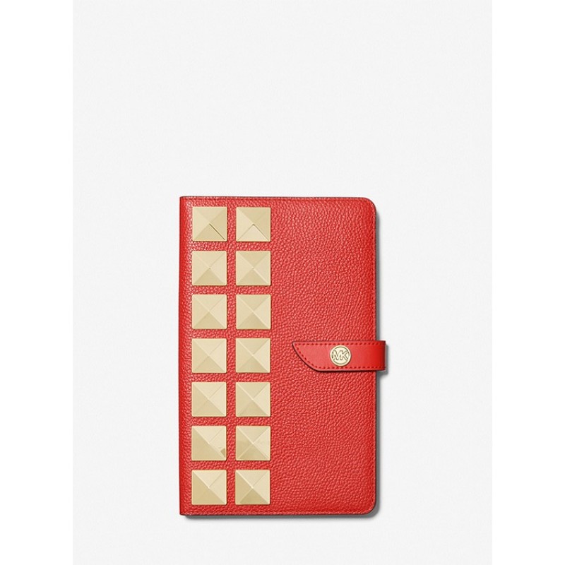 Medium Studded Pebbled Leather Notebook