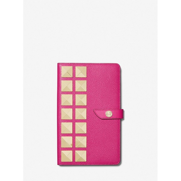 Medium Studded Pebbled Leather Notebook