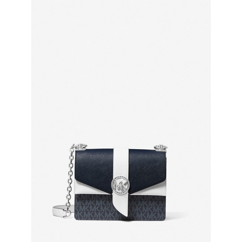 Greenwich Small Two-Tone Logo and Saffiano Leather Crossbody Bag