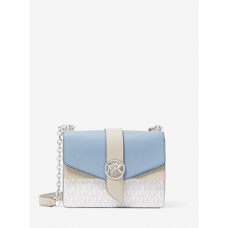 Greenwich Small Two-Tone Logo and Saffiano Leather Crossbody Bag