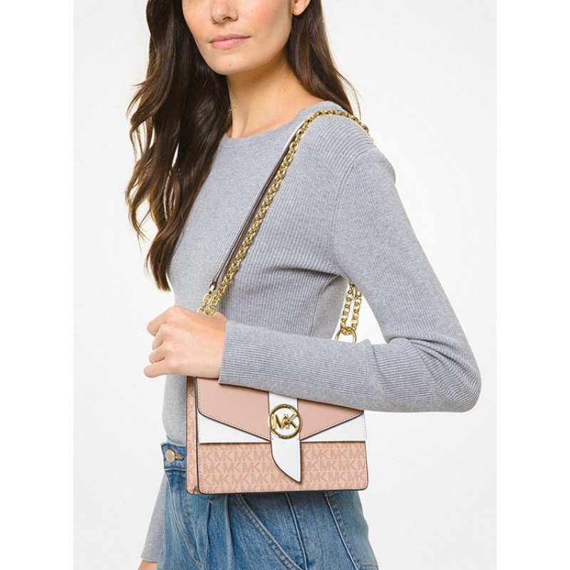 Greenwich Small Color-Block Logo and Saffiano Leather Crossbody Bag